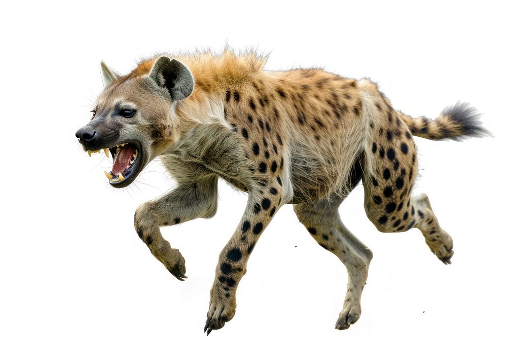 Hyena running and roar wildlife cheetah animal.