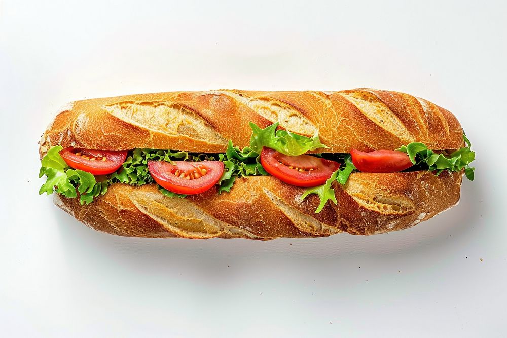 Photo of baguette sandwich bread food.