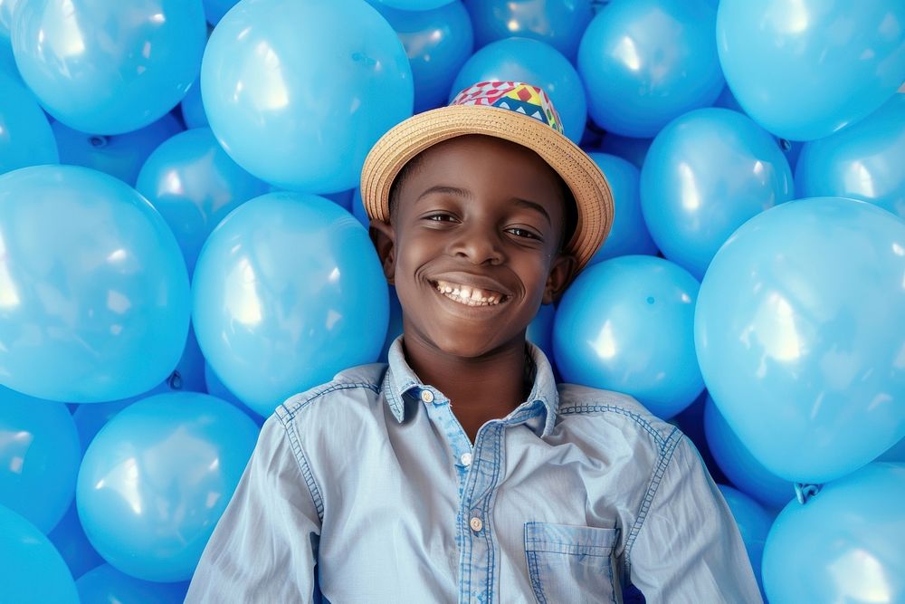 Happy lovely teenager African balloon dimples person.
