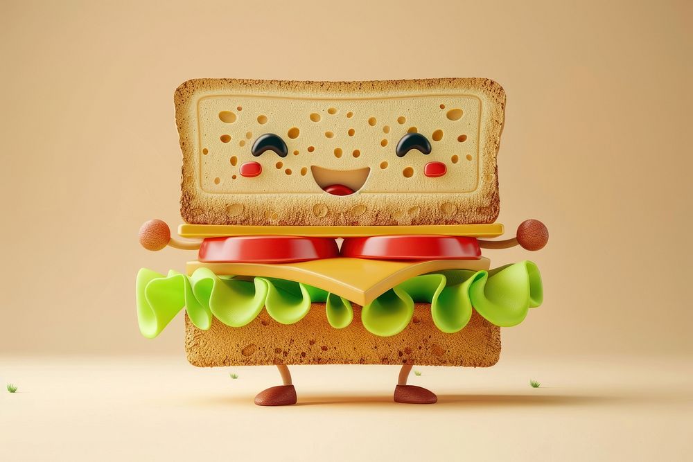 3d sandwich character confectionery dessert cricket.