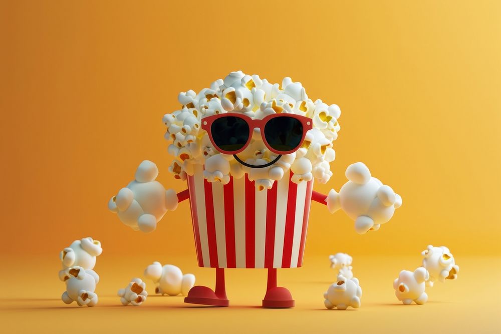 3d popcorn bucket character snack food.