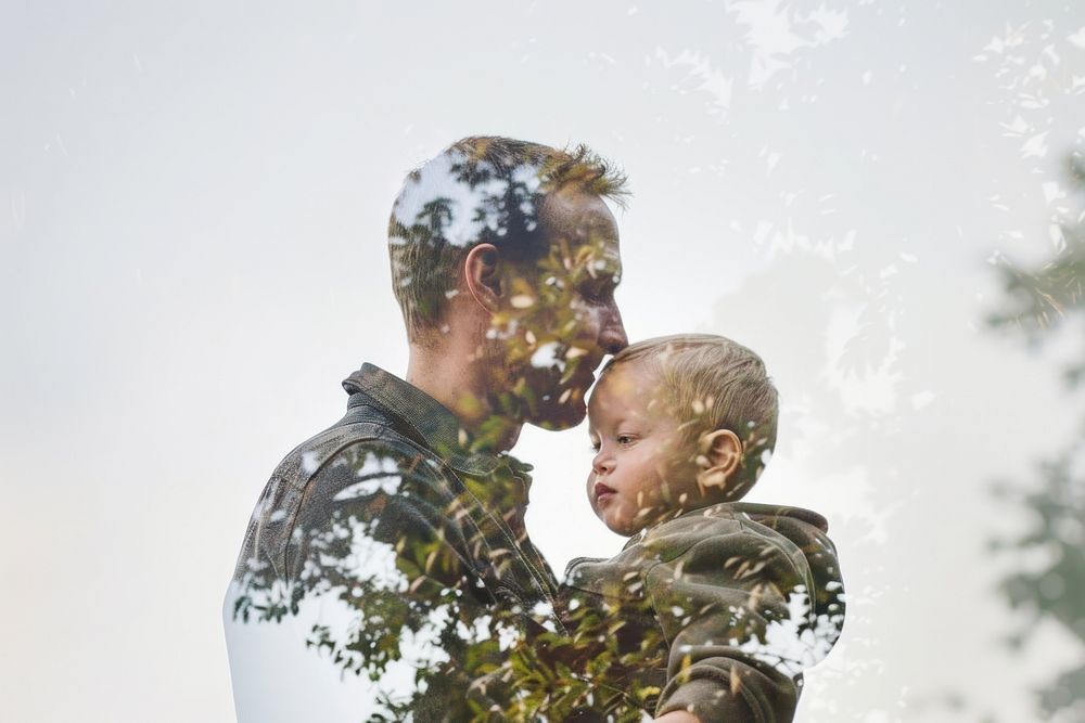 Father and son photography portrait vegetation.
