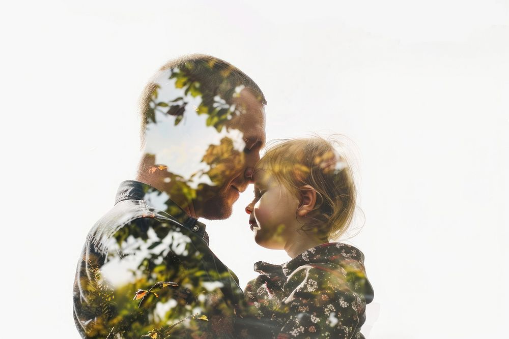 Father and daughter photography portrait outdoors.