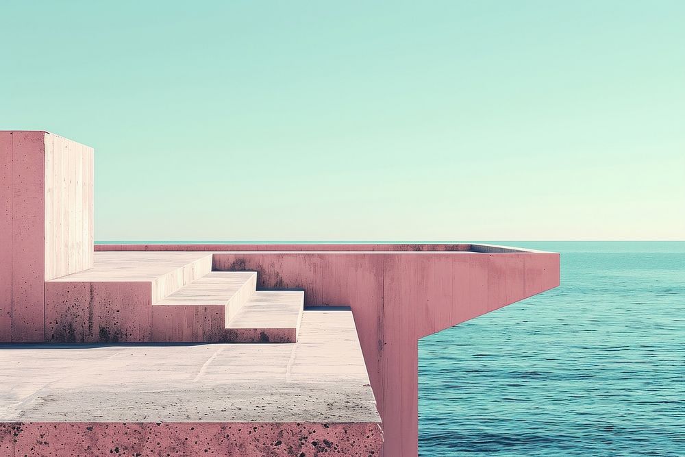 Higher wave architecture waterfront staircase.