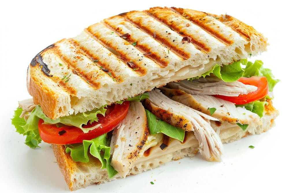 Turkey panini sandwich lunch bread food.