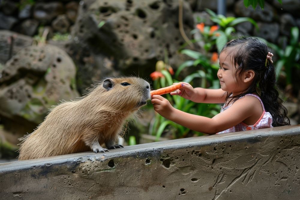 Indonesian girl zoo kid animal.