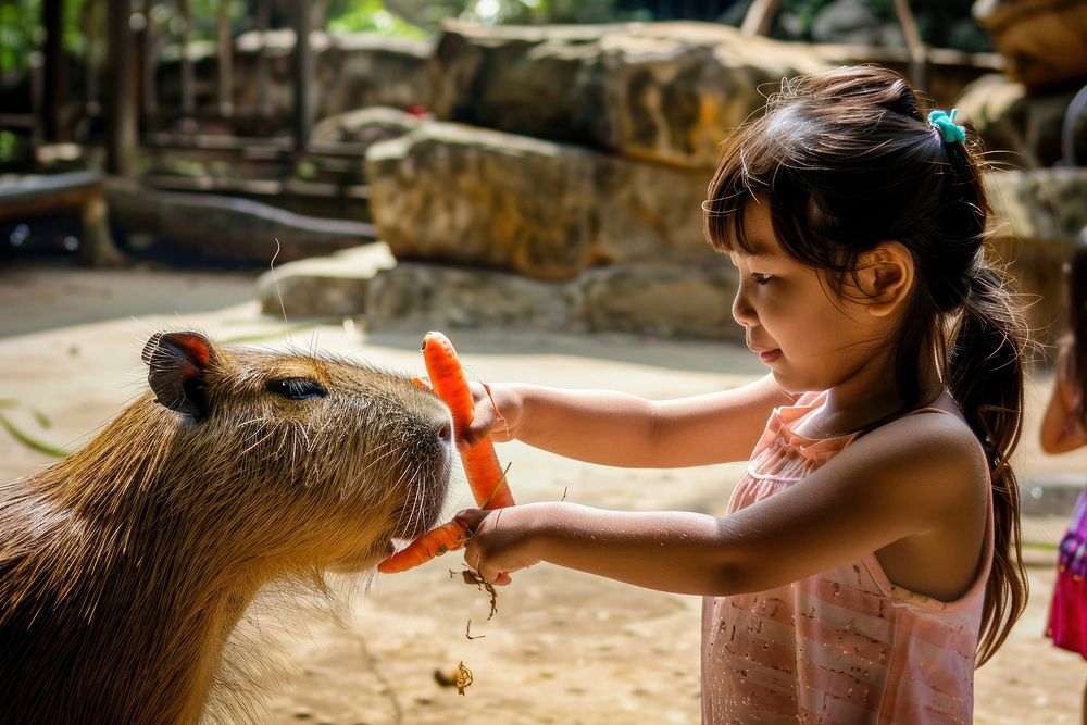 Indonesian girl zoo kid animal.