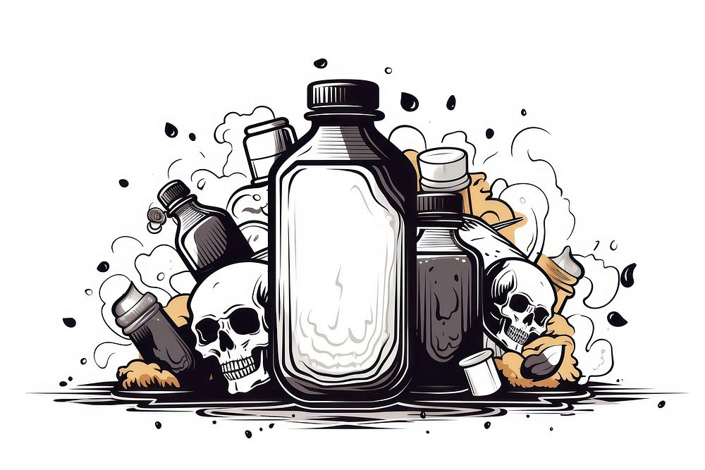 Poison effect illustrated drawing bottle.