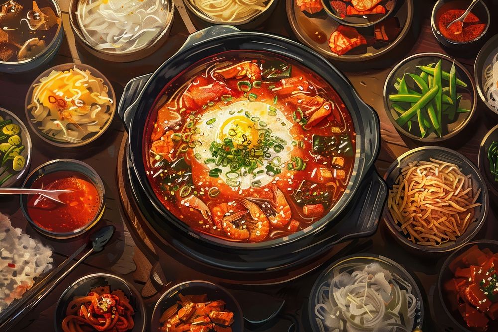 Korean Food food cookware ketchup.