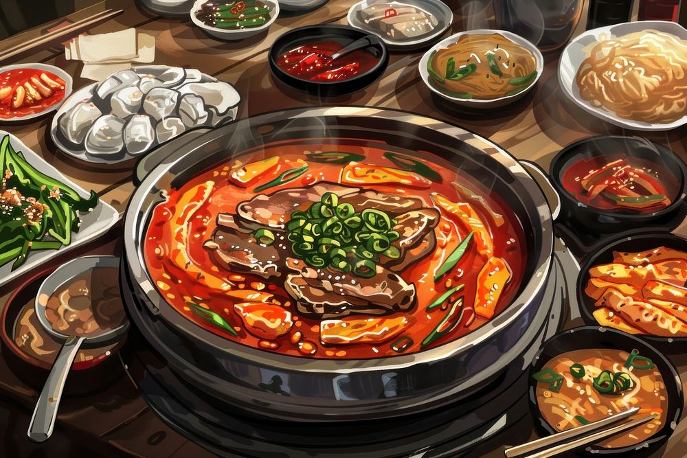 Korean Food food cookware plate.
