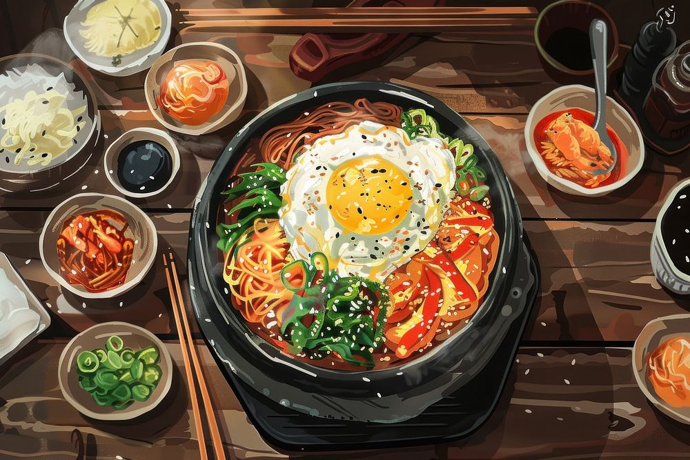 Korean Food food brunch plate.