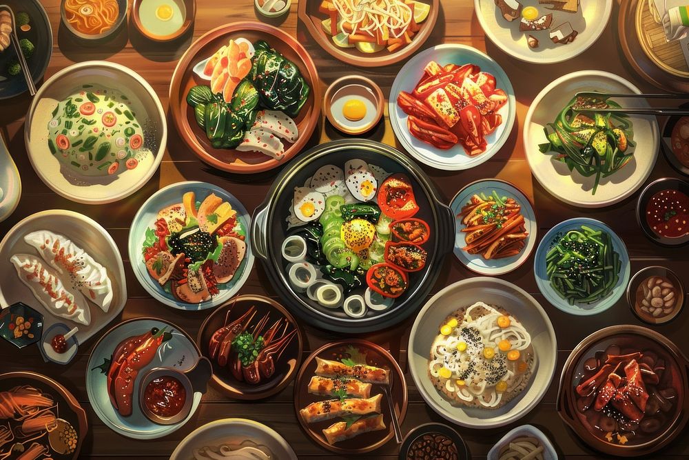 Korean Food food brunch plate.