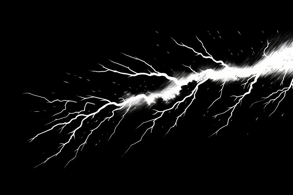 Electric lightning effect manga thunderstorm outdoors bonfire.