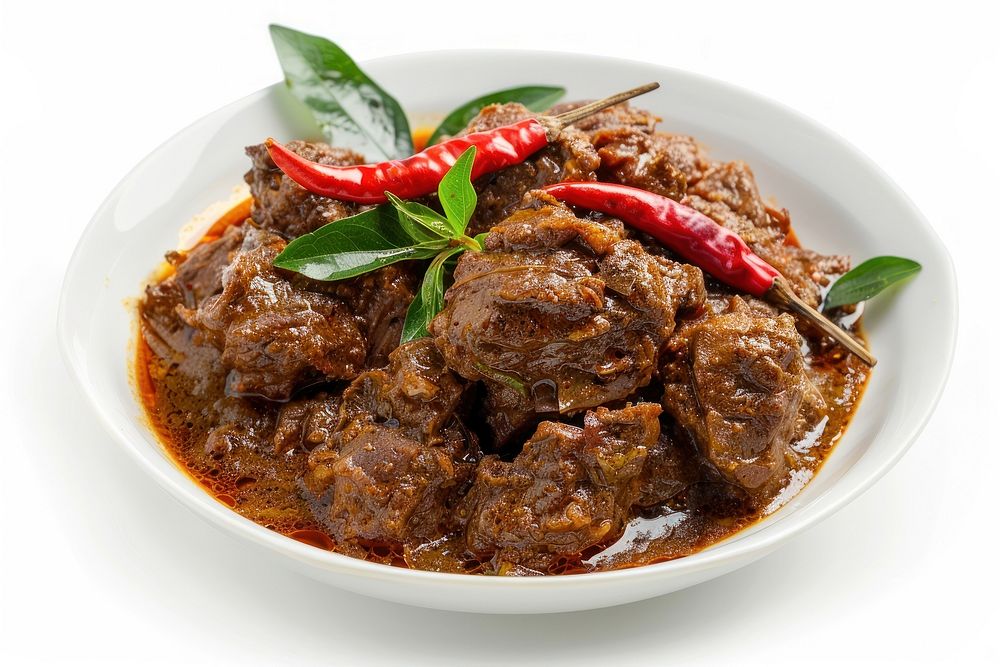 Beef stew rendang food mutton curry.