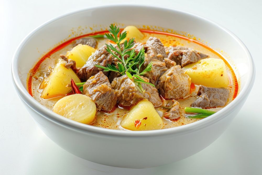 Beef potato with coconut milk food mutton curry.