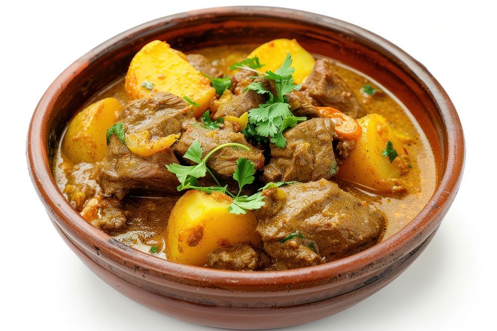 Beef potato with coconut milk food mutton curry.