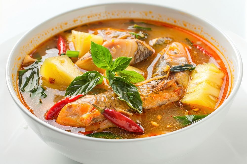 Fish soup with chilli adn pineapple food curry dish.
