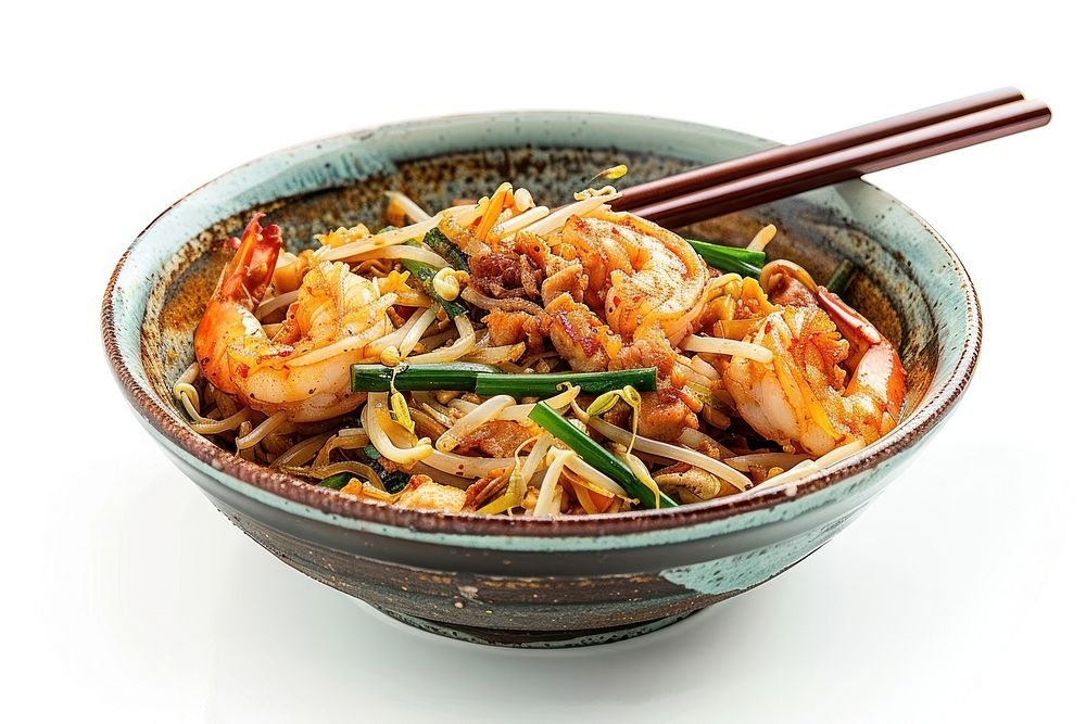 Fried rice noodles char kwat teow food chopsticks meal.