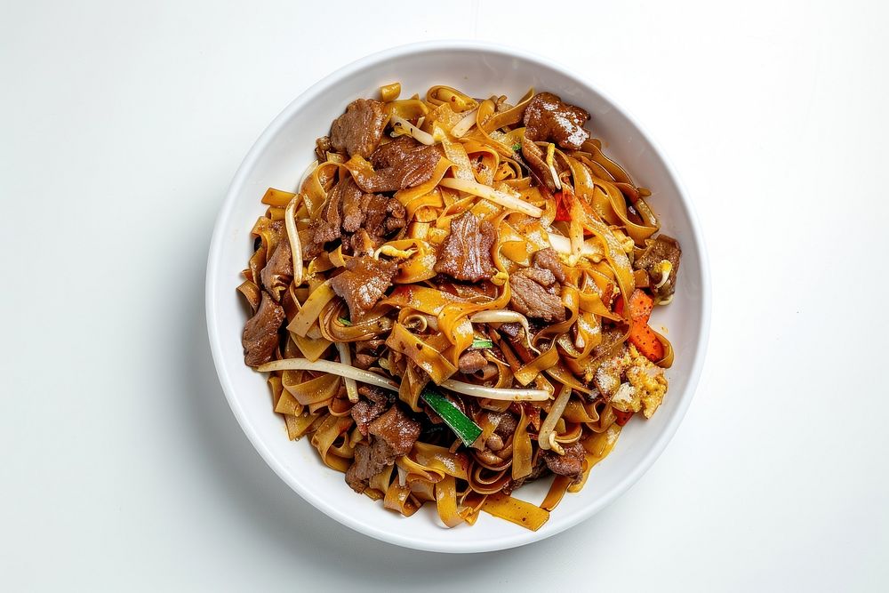 Fried rice noodles char kwat teow food plate meal.