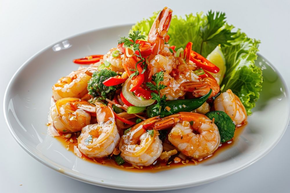 Ped thai food invertebrate seafood.