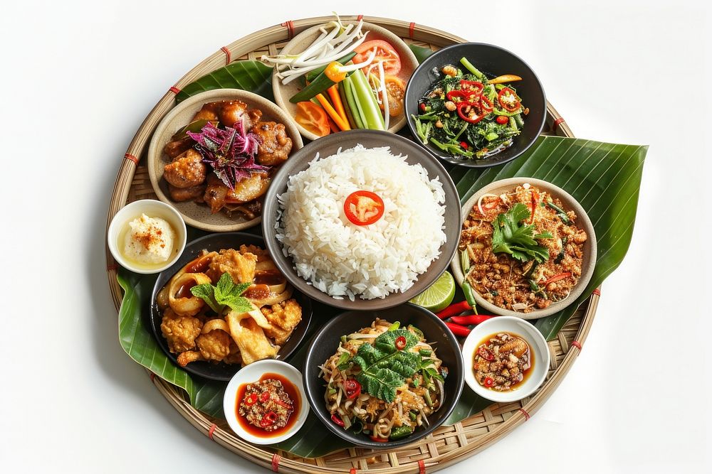 Ped thai food platter brunch.