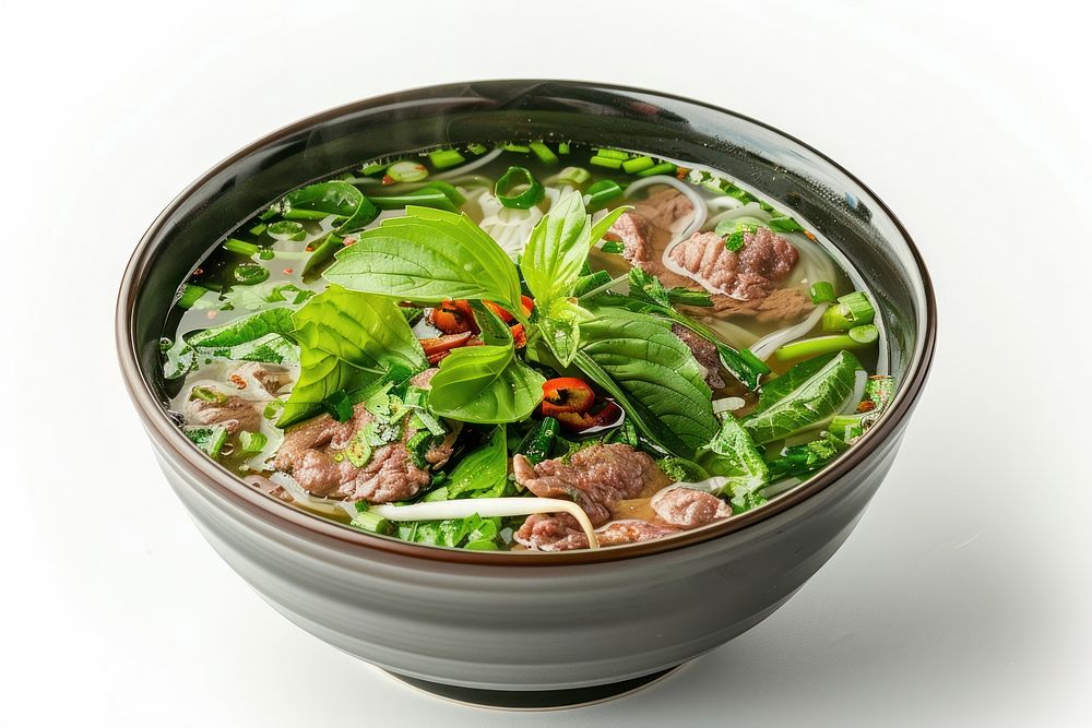 Pho bo vietnamese pho food plate meal.