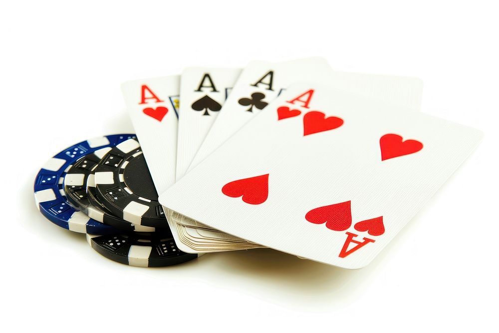 Playing cards four aces poker hand gambling paper game.