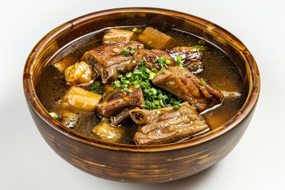 Pork rib soup food cookware mutton.