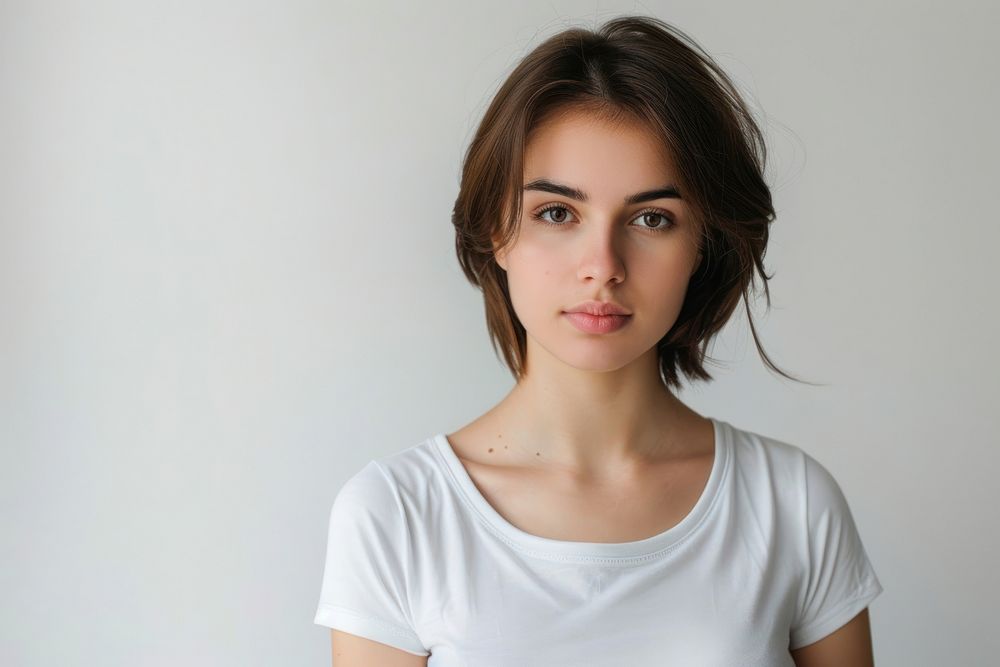 Portrait of a beautiful woman with white t-shirt photo photography person.