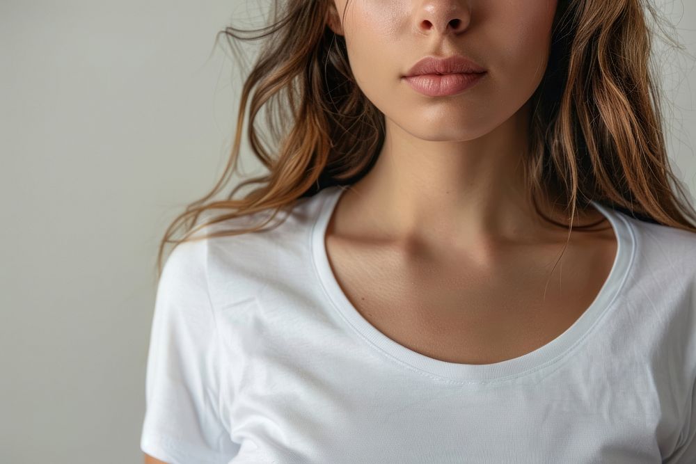 Portrait of a beautiful woman with white t-shirt shoulder person human.