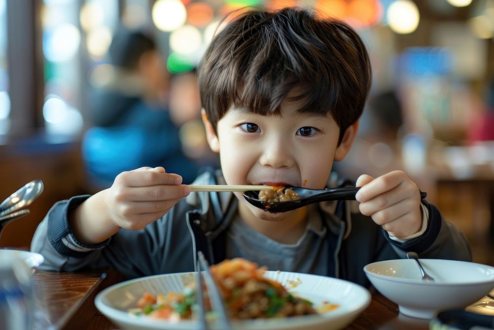 Jjajangmayeon food boy person.