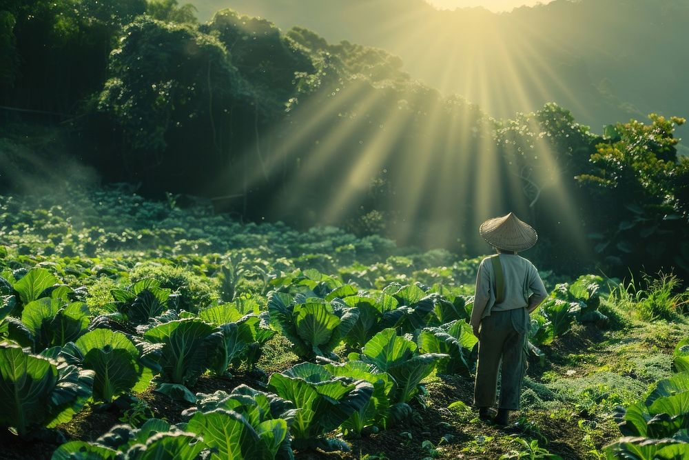 Garden cabbage agriculture human countryside.