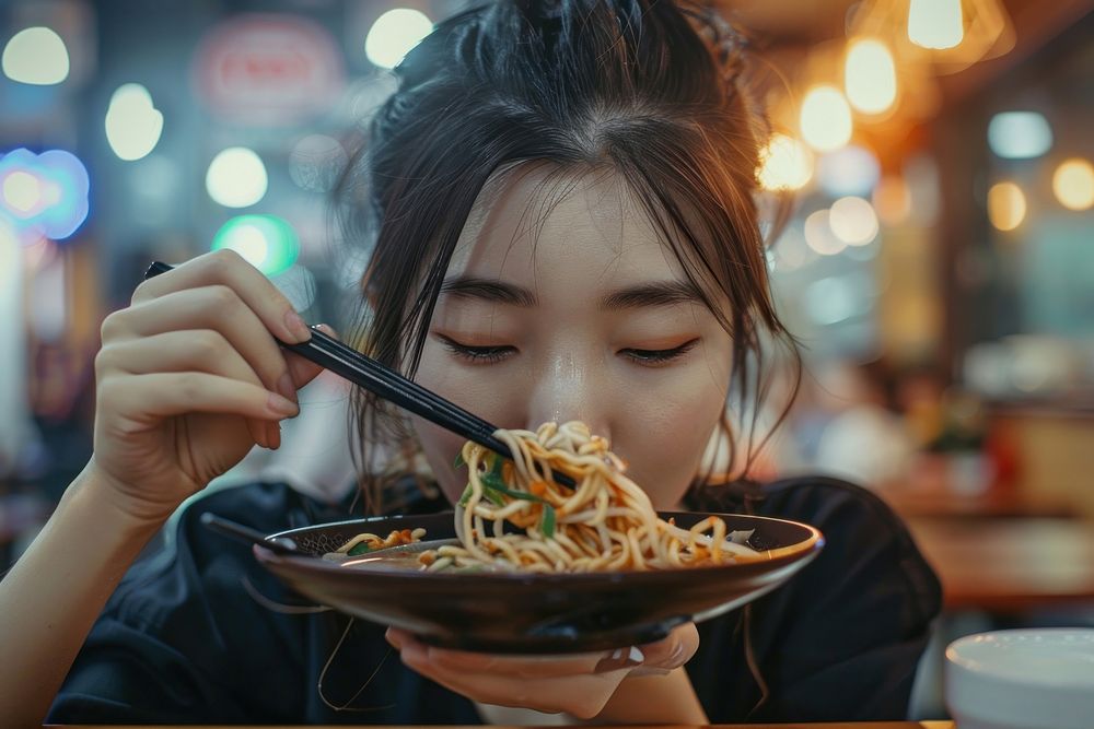 Jjajangmayeon food chopsticks person.