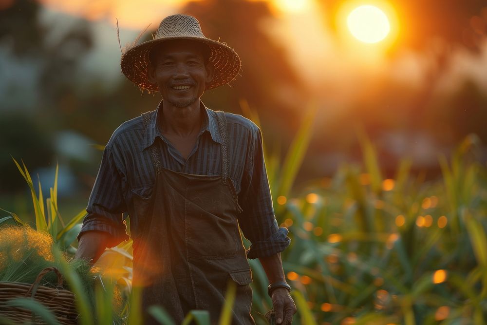 Men thai farmer human gardening outdoors.