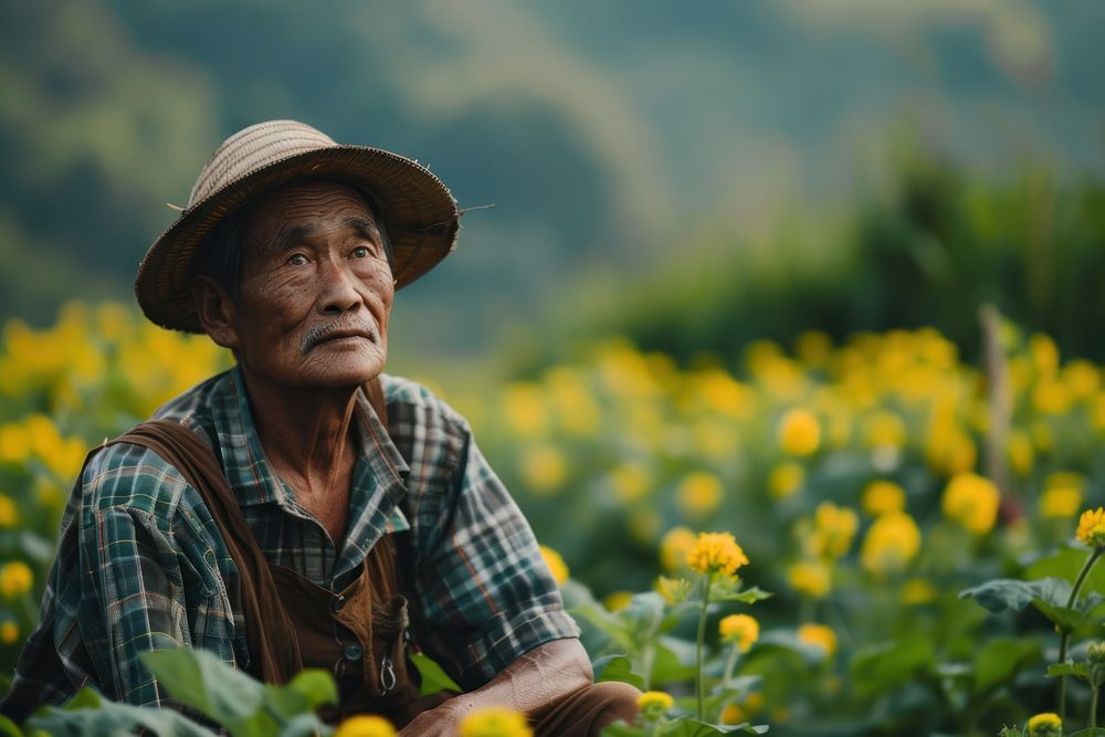 Men thai farmer human gardening outdoors.