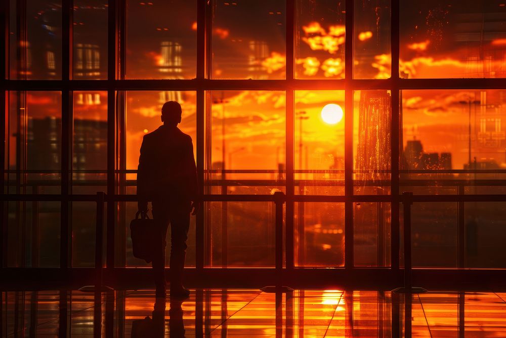 Silhouette guy corporate travel building background backlighting accessories accessory.