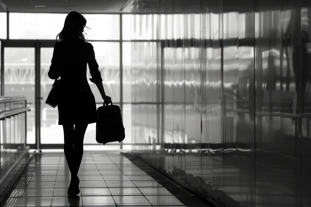 Silhouette womans business travel backlighting accessories accessory.