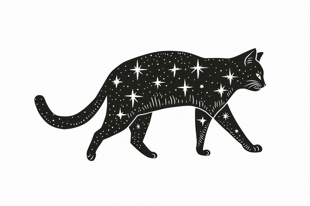 Cat walking mystical logo art illustrated kangaroo.