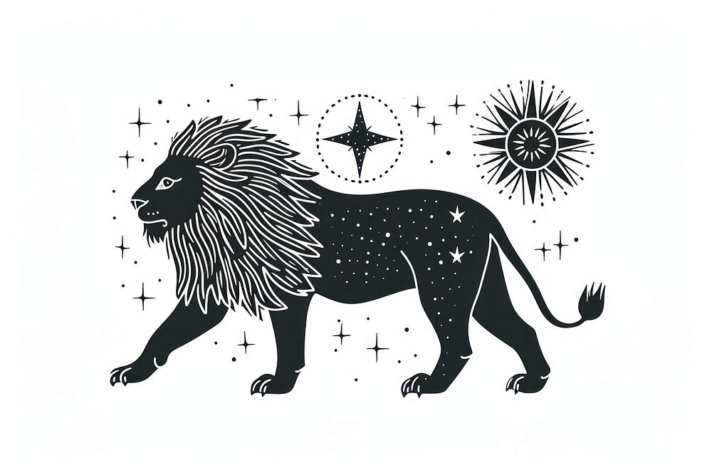 Aesthetic lion walking logo art illustrated wildlife.