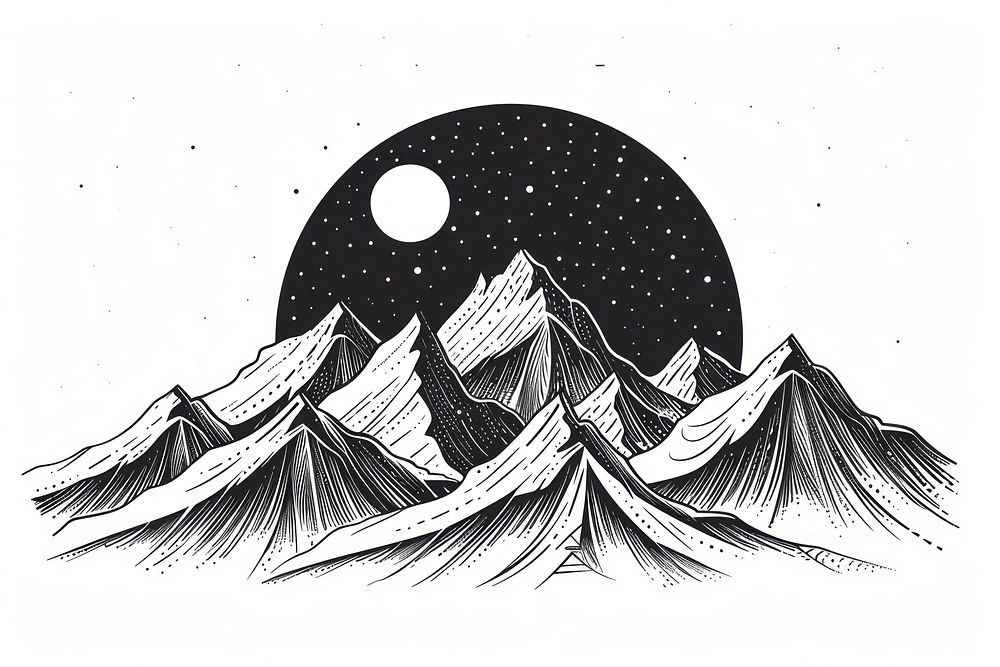 Surreal aesthetic mountain logo art illustrated publication.