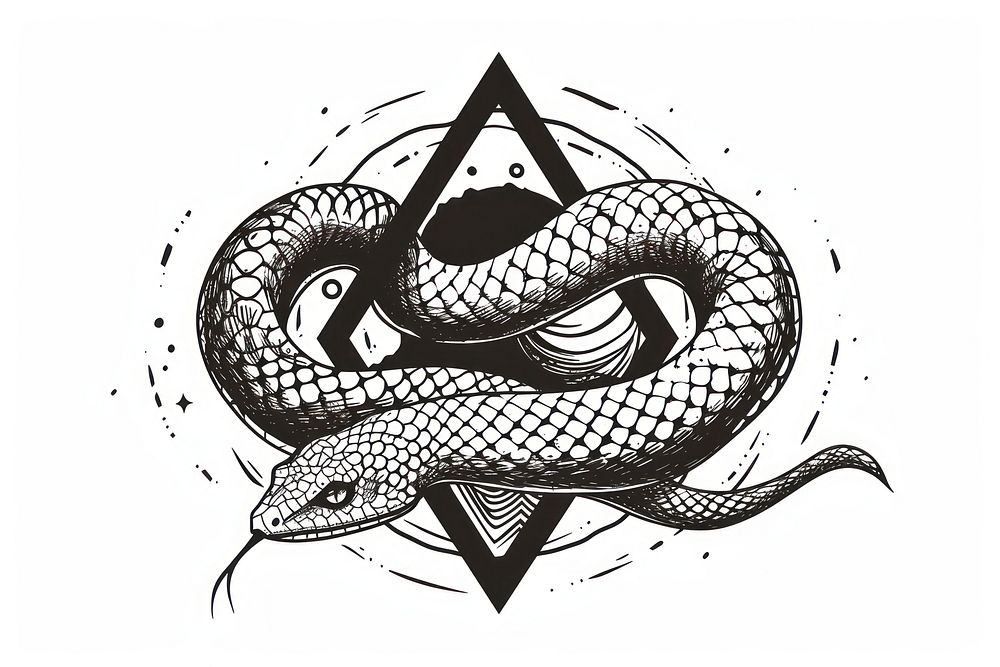 Surreal aesthetic snake logo reptile animal symbol.