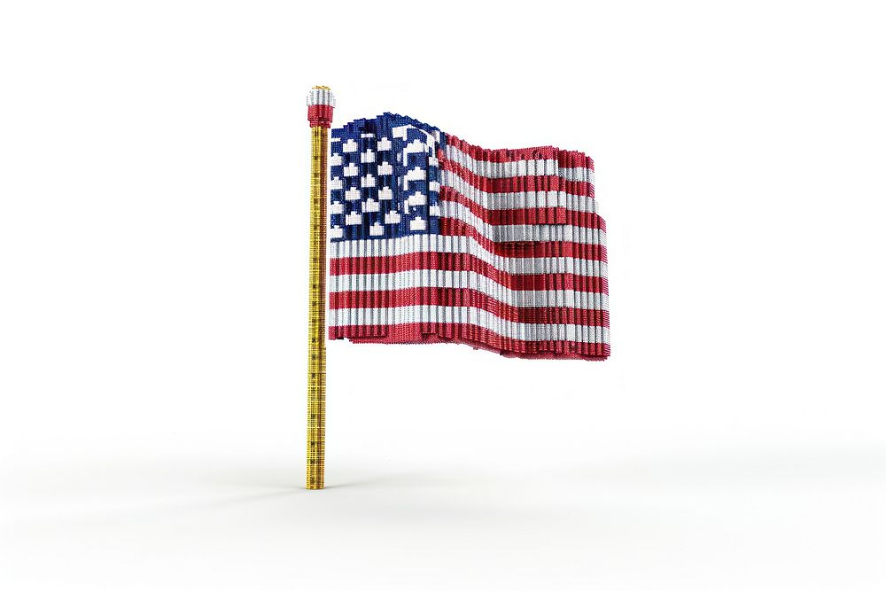 3D pixel art of a flag bricks toy american flag.