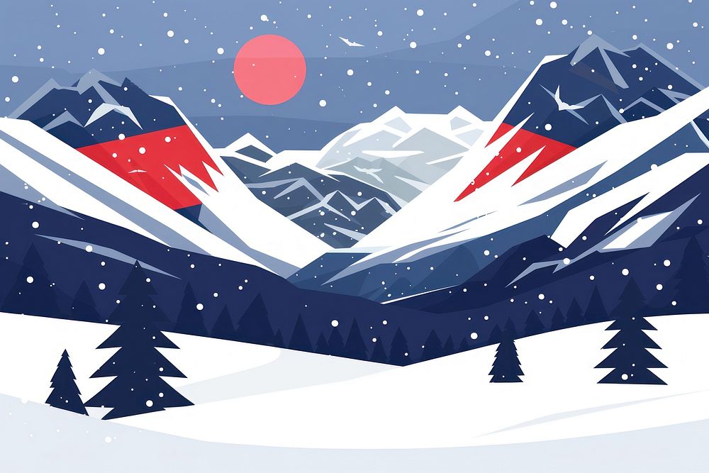 Vector illustration of norway flag transportation mountain outdoors.