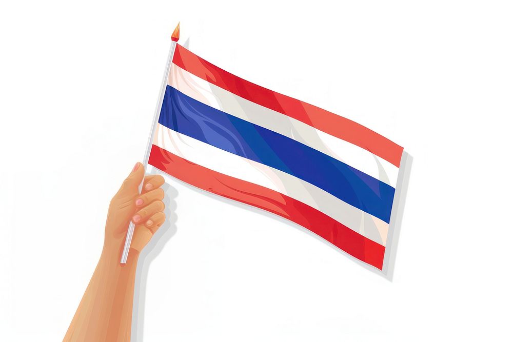 Vector illustration of hand holding thailand flag.
