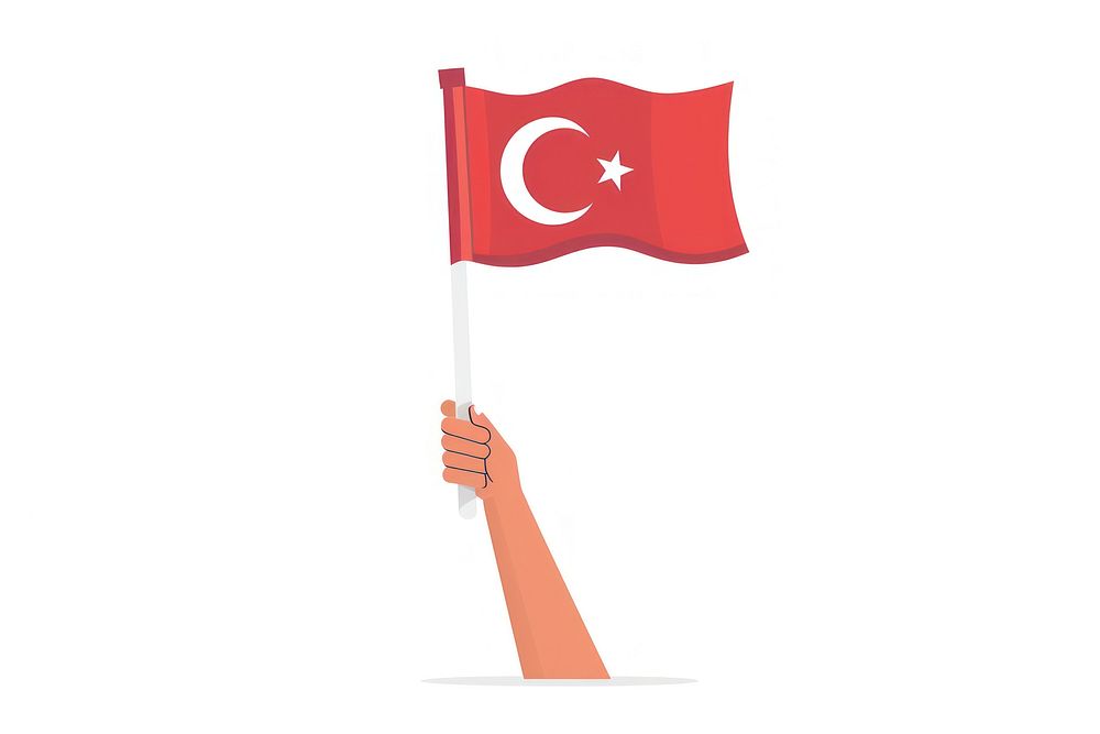 Vector illustration of hand holding turkey flag.