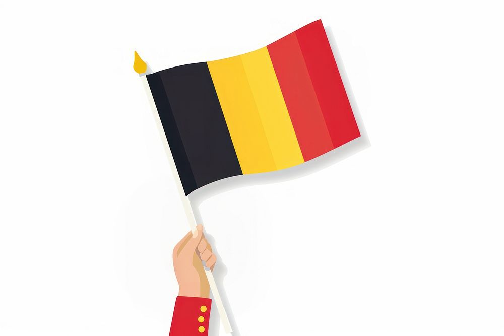 Vector illustration of hand holding belgium flag.