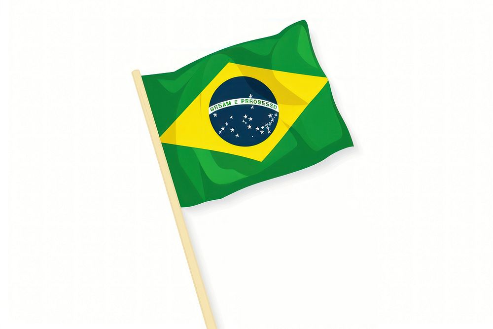 Vector illustration of hand holding brazil flag.