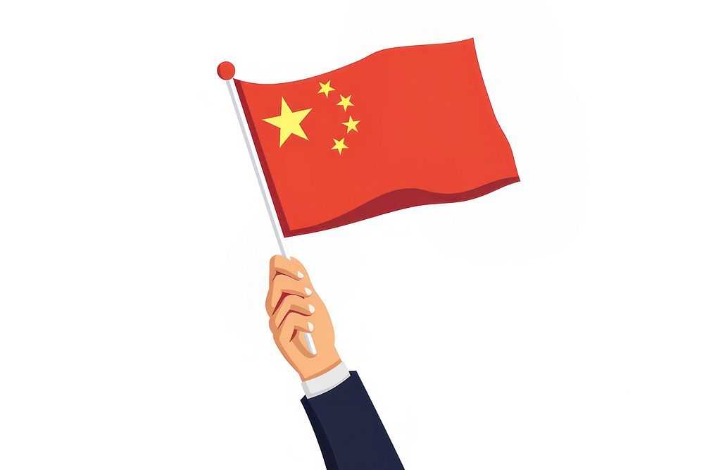 Vector illustration of hand holding china flag.