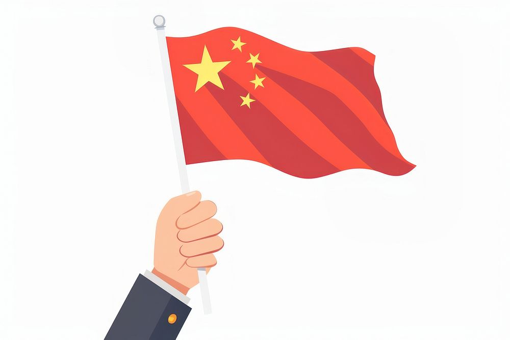 Vector illustration of hand holding china flag.