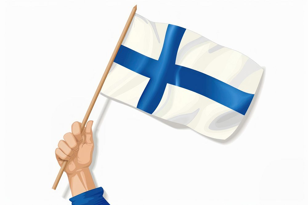 Vector illustration of hand holding finland flag.